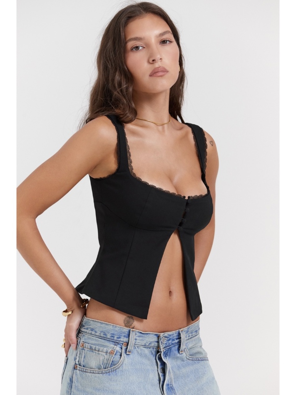 NEW House of CB Noura Top Black Large